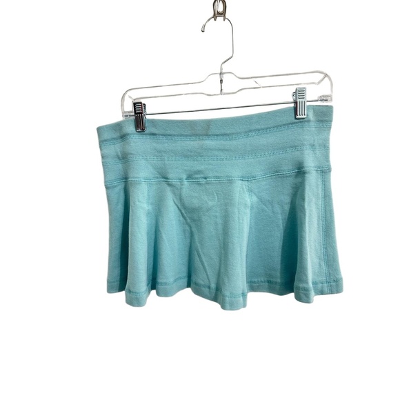 bebe Y2K Rhinestone Logo Circle Mini Skirt Turquoise Blue – Size L Made in USA - Picture 4 of 7